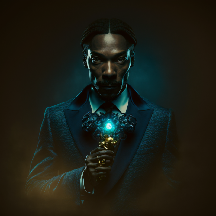 cartoon snoop dogg as a bond villain holding a bomb