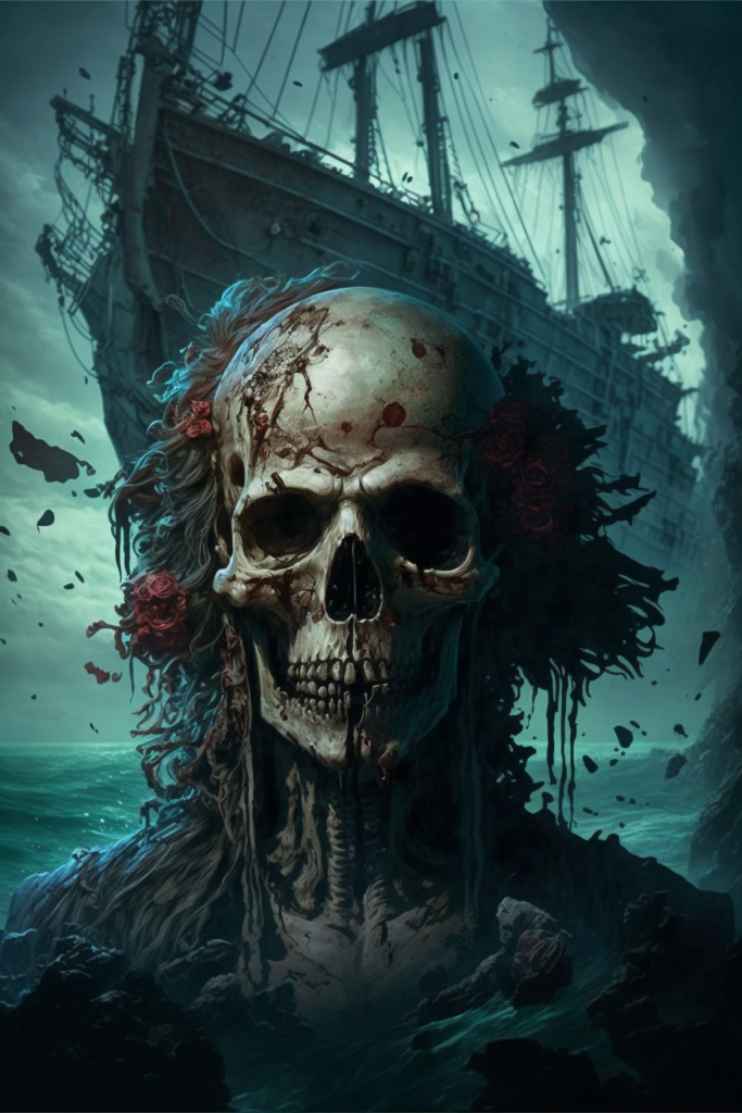 mobile wallpaper of skeleton pirates on the sea